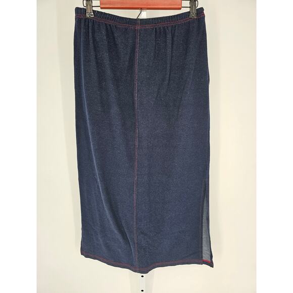 Norton Studio Women's Blue Elastic Waist Polyester Both Slide Slit Skirt Size S - Picture 4 of 4